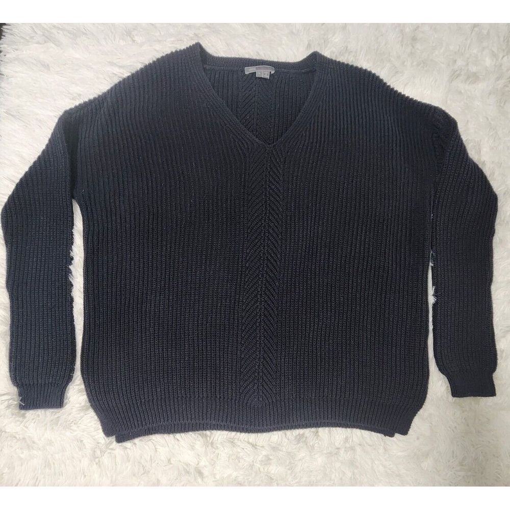 Vince Knit Sweater Women‎ Large V Neck 100% Cotton